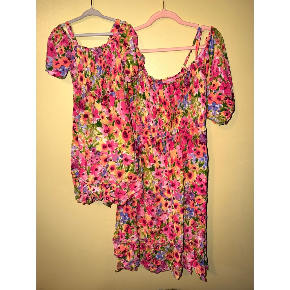 The Children's Place Mommy and Me Matching Floral Smocked Dresses XL & 7/8